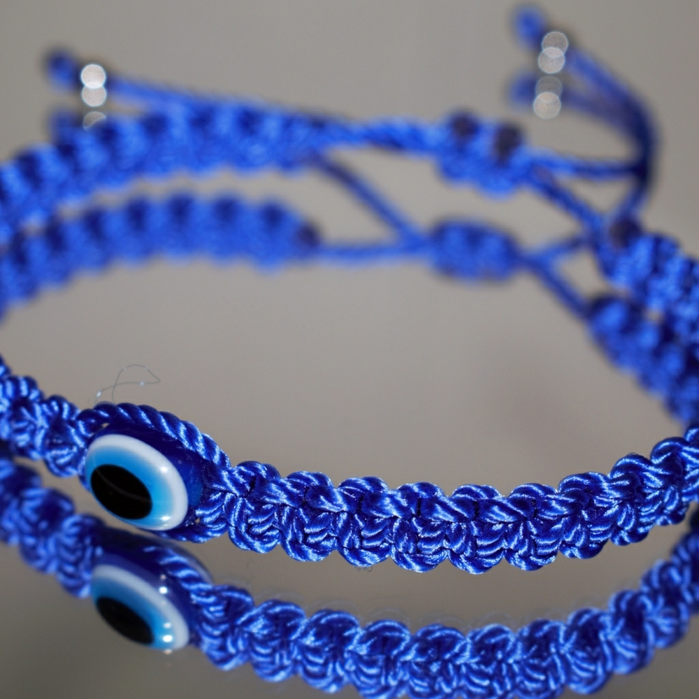 Blue string evil eye bracelet, good luck bracelet
